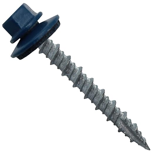 Metal Roofing Screws: (2000) 10 x 1-1/2" Heron Blue Hex Head Sheet Metal Roof Screw. Self Starting Metal to Wood siding Screws. EPDM Washer. Colored Head