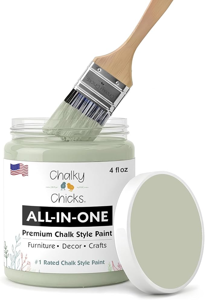 Chalky Chicks 4 Fl Oz Matte Mountain Green (Sage Green) Chalk Paint for Furniture Without Sanding - No Prep Furniture Paint No Sanding All in One for Crafts, Wood, Cabinet, Metal, Dresser, Farmhouse