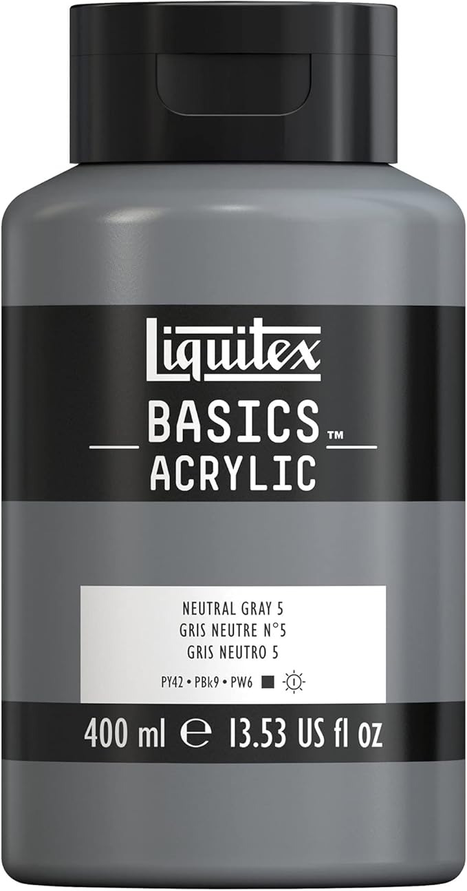 Liquitex BASICS Acrylic Paint, 400ml (13.5-oz) Bottle, Neutral Gray Value 5