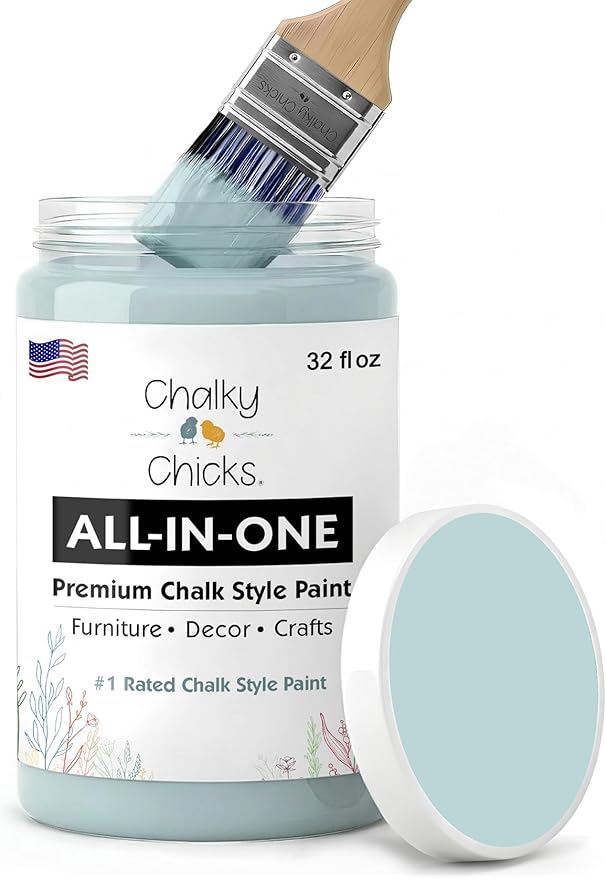 Chalky Chicks Chalk Paint - Chalk Paint for Furniture, Craft Paint, Cabinet Paint, Wood Paint, and Furniture Paint, Spray Paint-Ready for Home Decor - Cancun Blue (Light Blue) 32 Fl Oz (Pack of 1)