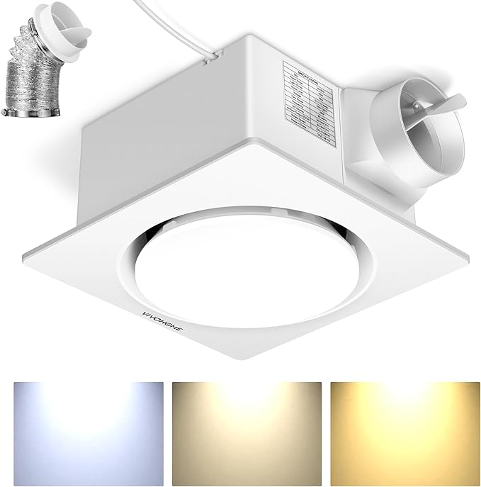 VIVOHOME Autoflow Bathroom Exhaust Fan with Light & Humidity Sensor (160-110-30CFM) - 2700K/4000K/5700K & EC Motor, Retrofit Ceiling Mount Bath Fan, No Attic Access Needed (Install Kit, 4-in Duct)
