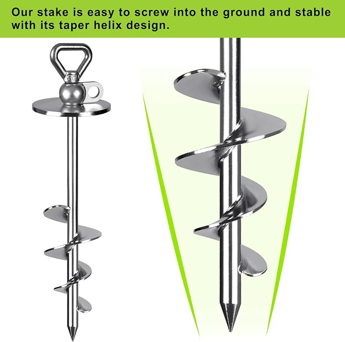 SELEWARE Dog Tie Out Stake 360°Swivel Dog Ground Anchor Outdoor Dog Stake | 15" Long Anti-Rust Heavy Duty Dog Stake for Large Dogs up to 220 lbs, Easy Install with Twist Rod for Yard, Camping Outside