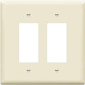 ENERLITES Double Decorator Switch Cover, Two Gang Outlet Wall Plate, Gloss Finish, Oversized 2-Gang 5.50" x 5.50", Unbreakable Polycarbonate Thermoplastic, UL Listed, 8832O-LA, Light Almond