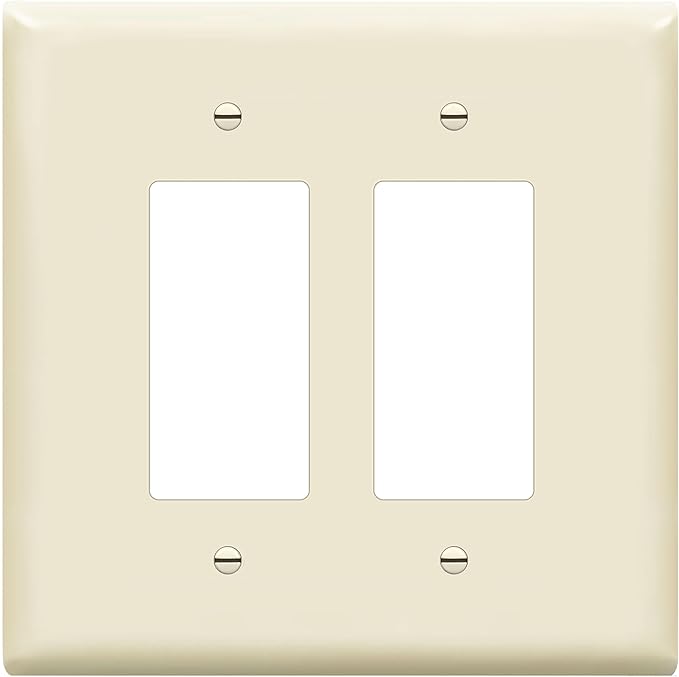 ENERLITES Double Decorator Switch Cover, Two Gang Outlet Wall Plate, Gloss Finish, Oversized 2-Gang 5.50" x 5.50", Unbreakable Polycarbonate Thermoplastic, UL Listed, 8832O-LA, Light Almond