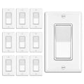 BESTTEN 10 Pack 3-Way Decorator Wall Light Switch with Wallplate, 15A 120V/277V, Single Pole or Three Way, On/Off Paddle Rocker Interrupter, UL Listed, White