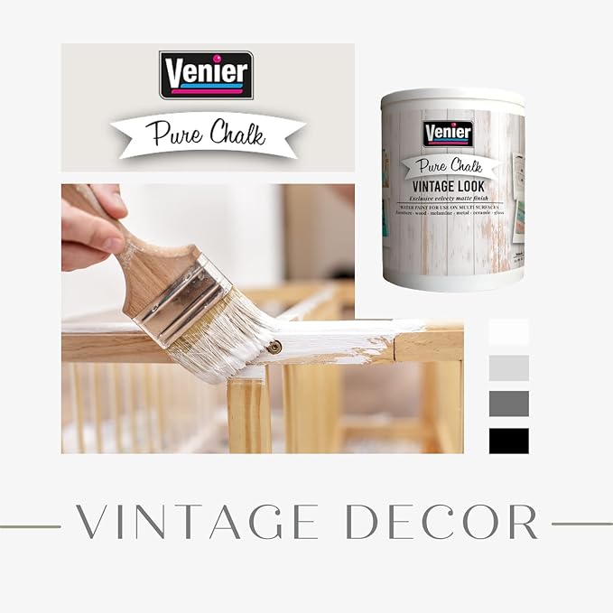 Chalk Pure Paint - for Furniture, Crafts, Home Decor - All-in-One – DIY – Eco-Friendly (Vintage [Black]), (33.81 oz)