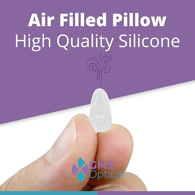 GMS Optical Comfort Line - 8mm/17mm Large Length - Air Bag Screw-in Soft Silicone Nose Pads for Glasses, Sunglasses, Glasses Repair Kit with Screws, Keep Glasses from Sliding (5 Pair)