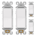 AIDA 4 Pack 3 Way Rocker Decora Light Switch, 15 Amp Self-grounding Electrical Light Switches, Residential Grade, UL Listed, Matte White