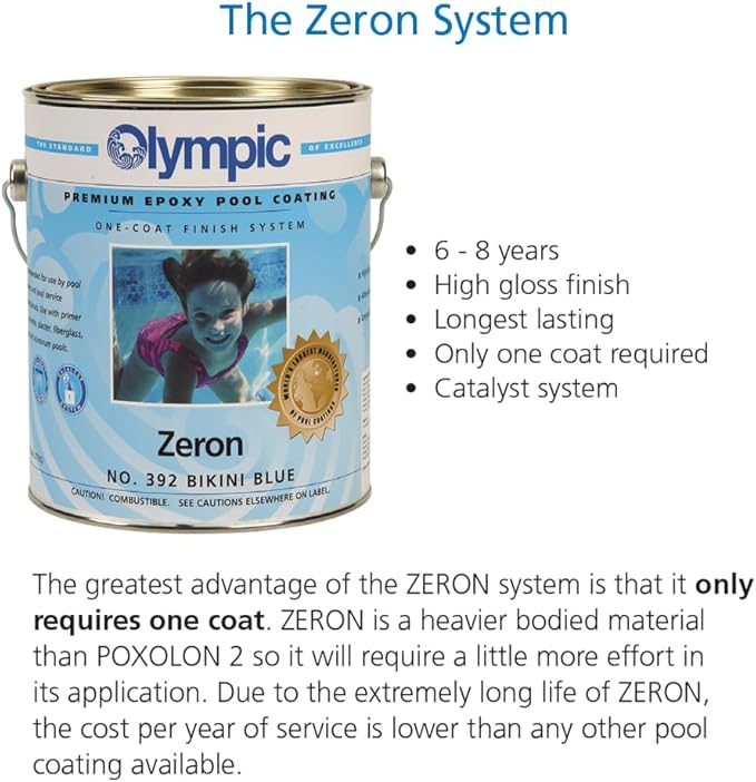 Olympic Pool Paint - Zeron - Sunshine Yellow - 1 Gallon - two-part epoxy swimming pool paint - one-coat for plaster, fiberglass, steel and aluminum pools.