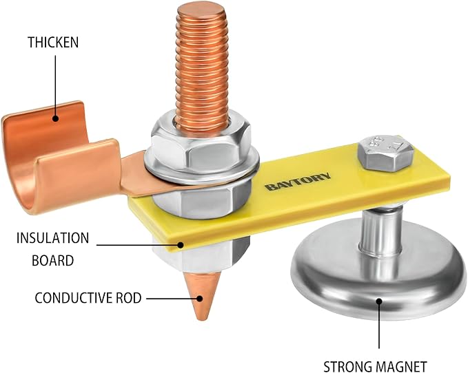 BAYTORY Upgrade Magnetic Welding Support Ground Clamp Tools, Welding Magnet Head Strong Magnetism Large Suction, Copper Tail Welding Accessories Stability Clamps