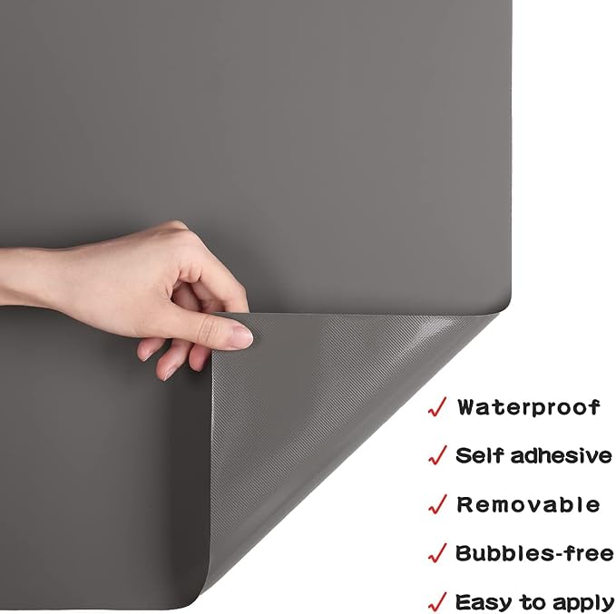 Solid Grey Wallpaper Stick and Peel Grey Cabinet Vinyl Wrap Removable 17.7x400 Inch Gray Wallpaper for Bedroom Gray Contact Paper Peel and Stick Solid Color Contact Paper for Cabinets