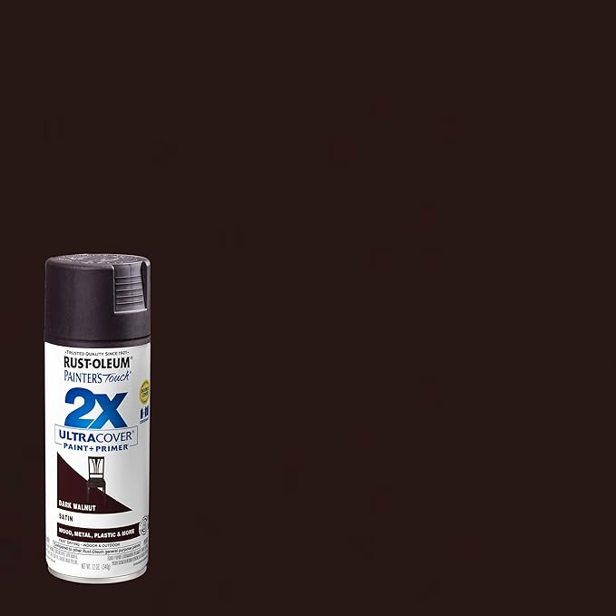 Rust-Oleum 257462 Painter's Touch 2X Ultra Cover Spray Paint, 12 oz, Satin Dark Walnut