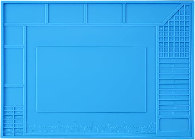 Noah Premium Heat Resistant Soldering Mat 932°F,Silicone repair Mat for Soldering Desoldering,Cell Phone, Laptop Repair, 11.8''x8.3'',blue