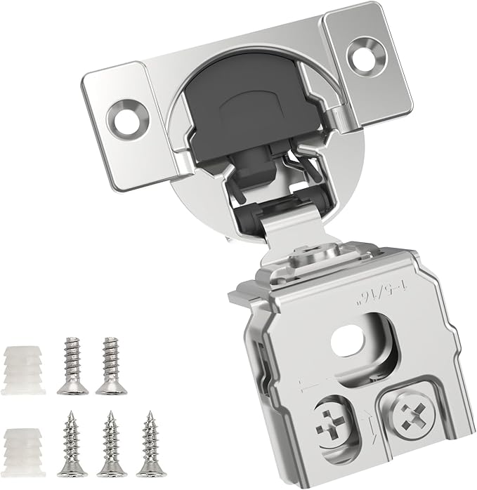Chibery 10 Pack 1-5/16" Overlay 3D Soft Close Concealed Hinge for Face Frame Door, Smooth Slow Self Closing Hinges, Satin Nickel, Hidden 105° Open Angle Stainless Steel Hinge for Kitchen Cabinet Door