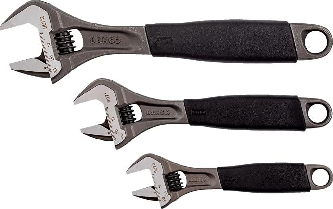 Bacho Alloy Steel Metric Adjustable Wrench Set (Pack of 3)