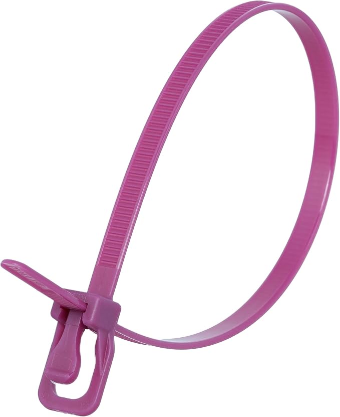 RETYZ 12-Inch Purple Reusable Releasable Cable Ties – 20 Pack, 50 lb Strength, Patented Quick-Release, Tool-Free Design for Home, Office, and Light Industrial Use