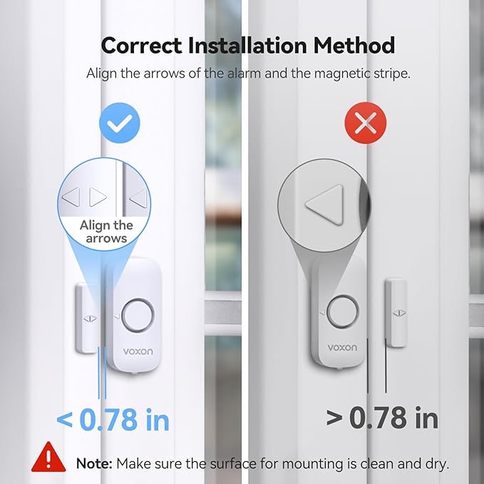 Door Alarms for Kids Safety, VOXON Door Alarm for Home Security Personal Security Alarms Sensor Burglar Window Alarm for Pool, Cars, Sheds, Caravans DIY Kit Pack of 6