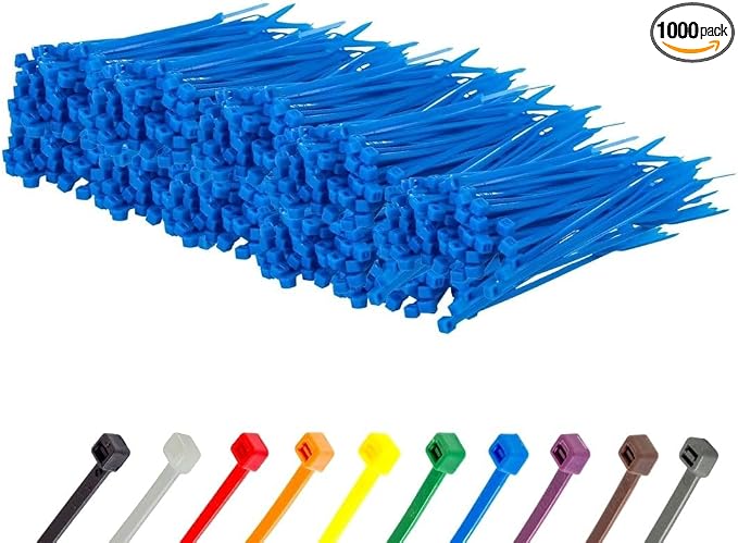 GTSE 6 Inch Blue Zip Ties, 1,000 Bulk Pack, 40lb Strength, UV Resistant Strong Nylon Cable Ties, Self-Locking 6" Tie Wraps