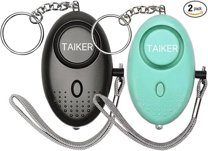 Personal Alarm for Women 140DB Emergency Self-Defense Security Alarm Keychain with LED Light for Women Kids and Elders-2 Pack (Black & Aqua Marine)