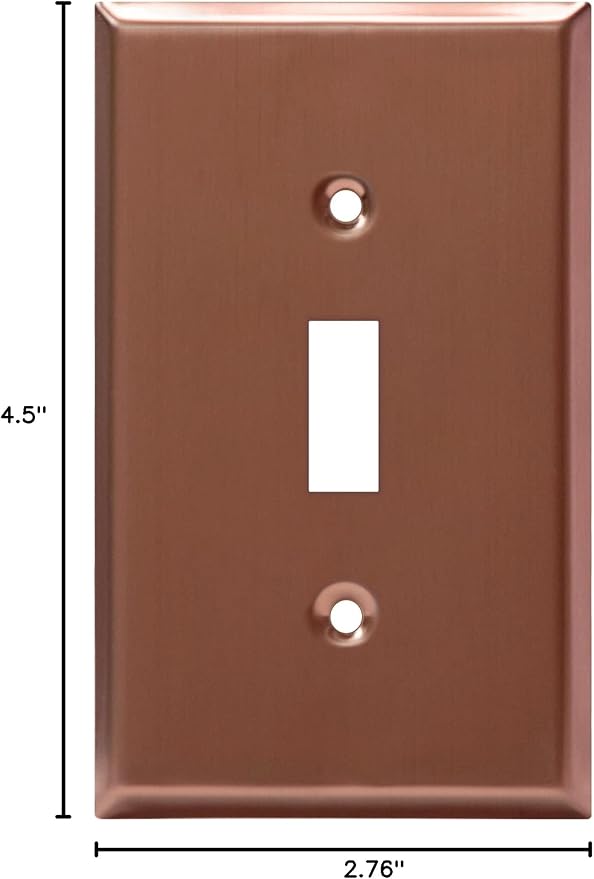 ENERLITES Toggle Light Switch Metal Wall Plate, Stainless Steel Switch Cover, Corrosion Resistant, Mid-Size 1-Gang 4.50" x 2.76", Stainless Steel 201, 7711-BRG, Brushed Rose Gold