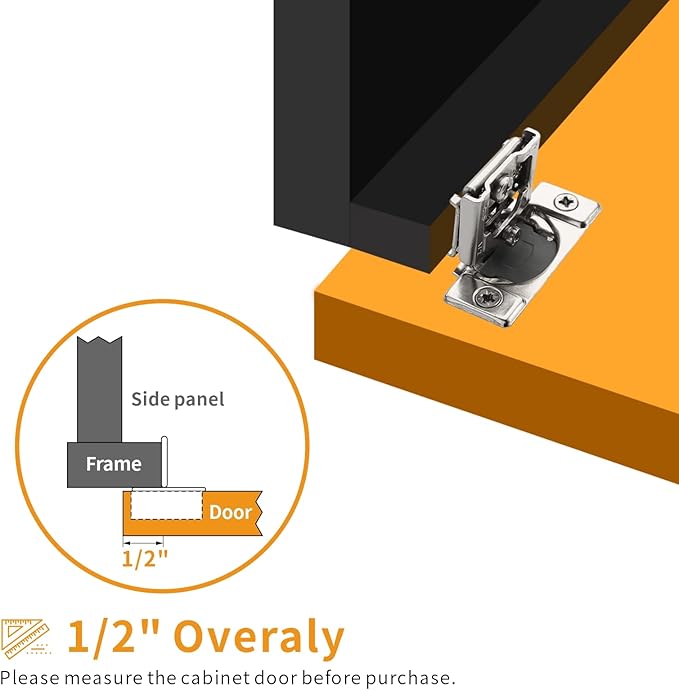 Chibery 10 Pack 1/2" Overlay Concealed Soft Close Hinge for Face Frame Door, Self Closing Hidden Hinge with 3 Way Adjustability, Satin Brushed Nickel 105 Degree Open Angle for Kitchen Storage Cabinet
