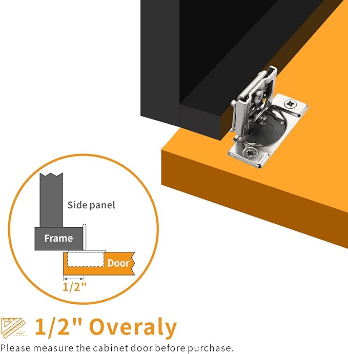 Chibery 50 Pack 1/2" Overlay 3D Soft Close Concealed Hinge for Face Frame Door, Smooth Slow Self Closing Hinges, Satin Nickel, Hidden 105° Open Angle Stainless Steel Hinge for Kitchen Cabinet Door