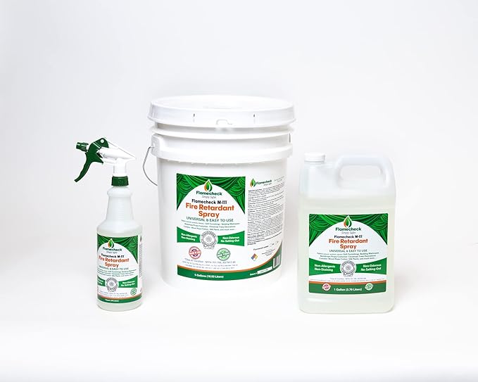 Flamecheck M-111 Fire Retardant Spray. (5-Gallons) Class A, Non-toxic and easy to use on fabric, wood and other absorbent surfaces