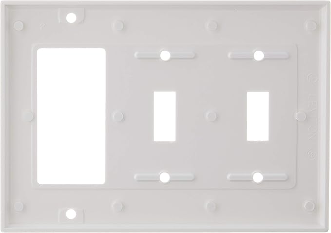 Leviton 2-Toggle 1-Decora/GFCI Device Combination Wallplate, 80421-W, White