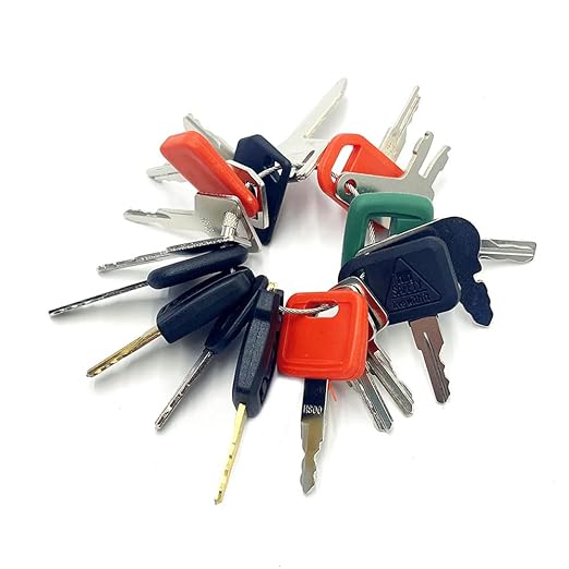 18PCS Heavy Construction Equipment Keys Set,Machinery Operator Ignition Keys Compatible with JD Volvo Caterpillar JCB Case Takeuchi Genie Bobcat Hitachi JLG Toyota