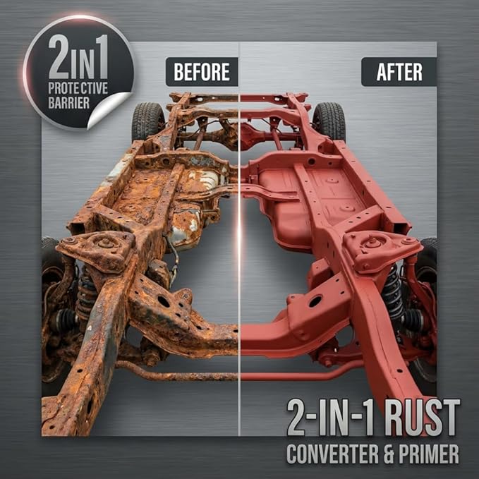 Xion Lab 2 in 1 Rust Converter & Metal Primer - Covers Up to 4X More - Industrial Grade Water Based UV Resistant Rust Reformer - No Top Coat Needed - Rust Inhibitor Works On Damp Surfaces (Pint)