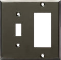 ENERLITES Combination Toggle Switch and Decorator Receptacle Metal Wall Plate, Corrosion-Resistant, Stainless Steel 201, Standard Size 2-Gang 4.50" x 4.57", UL Listed, 771131-PBK, Polished Black