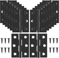 16 Pcs Small Stainless Steel Door Hinges, 2 inch Window Folding Hings, Home Furniture Hardware with 96 Screws (Black)