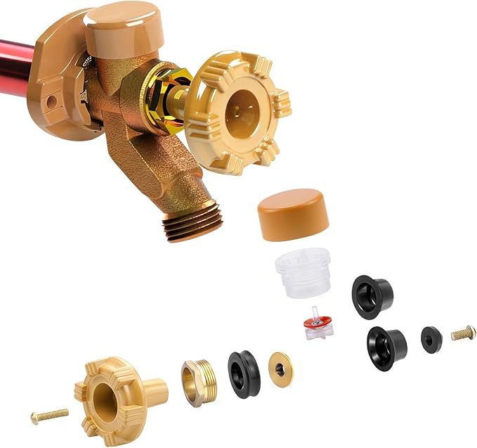 RK-17MH Outdoor Faucet Repair Kit for Woodford Model 17 Outside Faucets Parts Include Wheel Metal Handle Screws Packing Nut Washer Valve Seat Rubber and Vacuum Breaker Float Kits, 12PCS Set