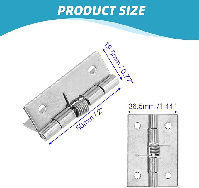 Spring Hinge Self Opening Hinge 2" Length Stainless Steel Door Hinge - Pack of 4