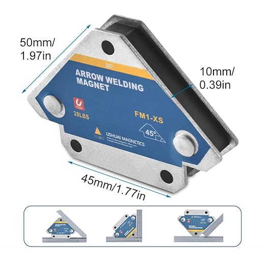 28lb Welding Magnets, Heavy Duty Magents Holder, 4Pcs 3" Strength Strong Magnetic Clamps Arrow Holder Metal Working Mig Tools and Equipment 45, 90, 135 Degree Angle in Soldering, Marking Off, Pipe
