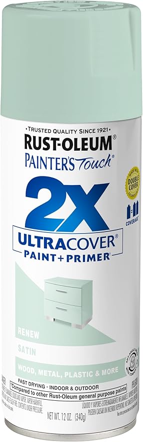 Rust-Oleum 393571 Painter's Touch 2X Ultra Cover Spray Paint, 12 oz, Satin Renew