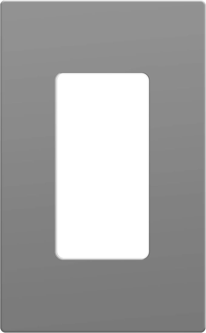 ENERLITES Grey Screwless Decorator Wall Plate Child Safe Outlet, Size 1-Gang 4.68" H x 2.93" L Switch Cover, Unbreakable Polycarbonate Thermoplastic, SI8831-GY, Glossy, Gray