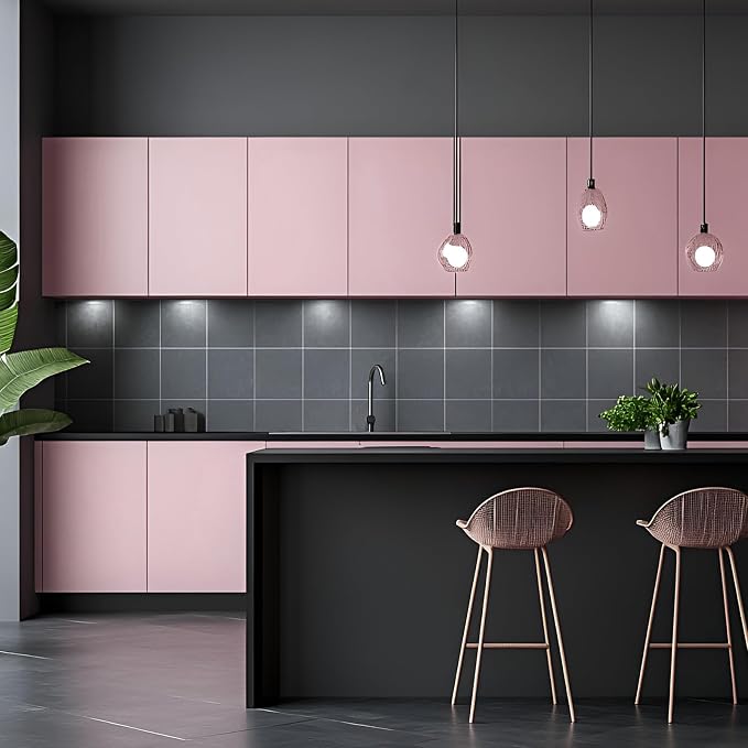FUKU MON Soft Pink Peel and Stick Wallpaper 24" x 394" Solid Matte Textured Contact Paper Self-Adhesive Removable Wall Paper for Cabinets Bedroom DIY, Renter Friendly