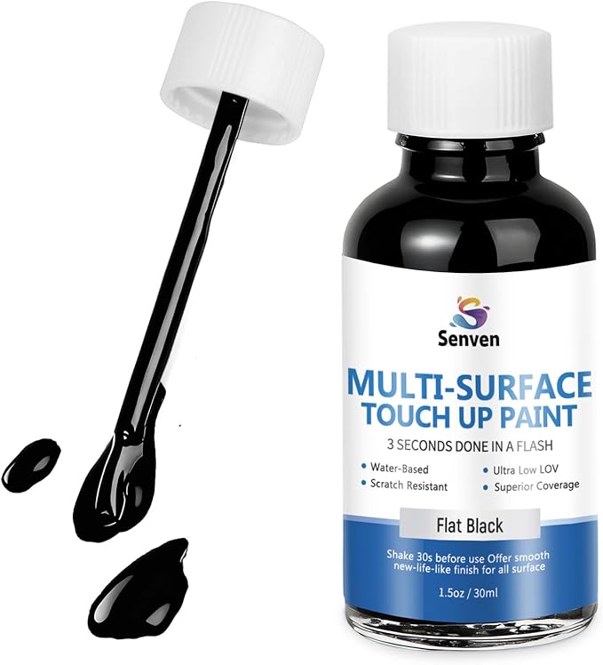 Black Paint Touch Up Paint Pen Acrylic Flat Black Touch Up Pen for Metal,Wood,Wall,Door,Cabinets,Furniture, Appliance,Refrigerators, Acrylic, Enamel (Flat Stain, 30ML) Quick-Dry, Non-Toxic