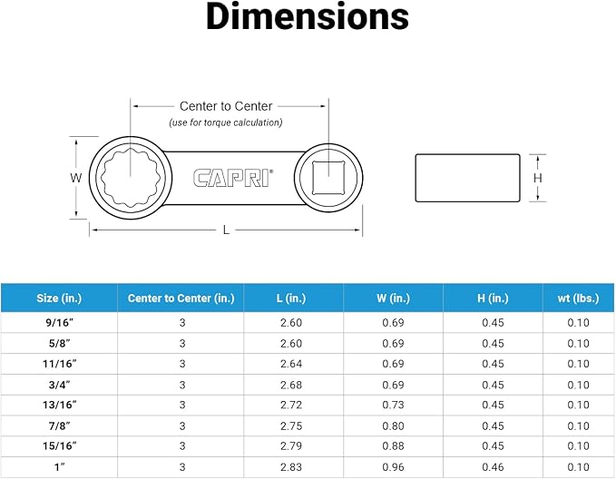 Capri Tools 1/2 in. Drive Torque Adapter Set, 12-Point Box End, 9/16 to 1 in., SAE, 8-Piece with Mechanic's Tray