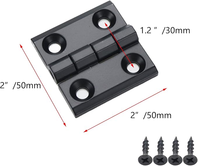 4 Pcs Metal Foldable Butt Hinge Zinc Alloy Ball Bearing Butt Hinge for Cabinet Door Closet,2×2 inch，Black