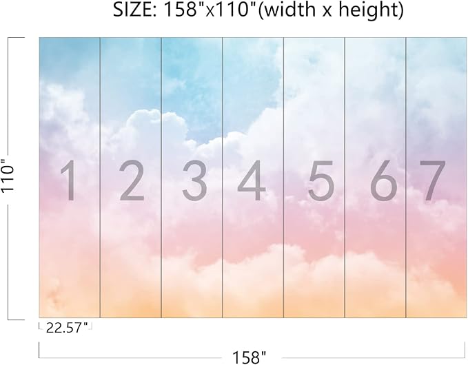 Cliouar-Wall Mural Wallpaper 3D Wallpaper Decorative Powder Cloud Bedroom Living Room Decor 158" x 110" (Not Peel and Stick)