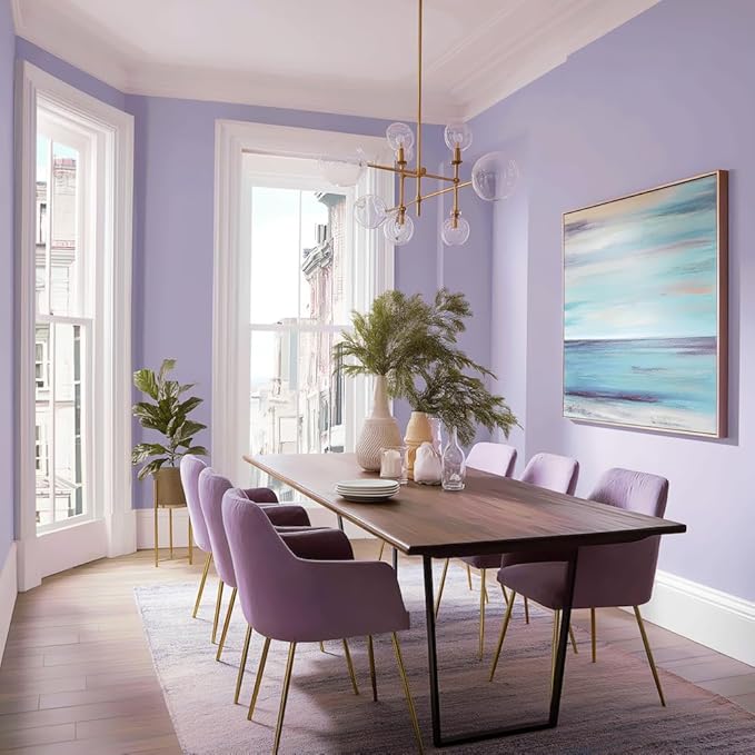 EVOLVE Paint & Primer: Environment-friendly, Low Sheen with One-coat Coverage for Interior & Exterior surfaces (Soft Violet, 5-Gallon)