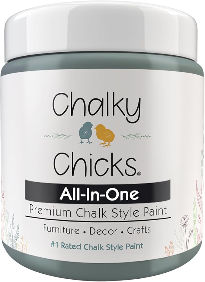 Chalky Chicks 4 Fl Oz Matte Sea Glass (Light Blue) Chalk Paint for Furniture Without Sanding, No Prep Furniture Paint No Sanding All in One for Crafts, Wood, Walls, Cabinet, Metal, Dresser, Farmhouse