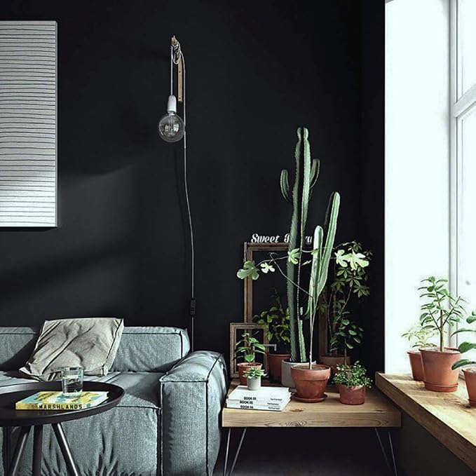 590.5"x17.7" Peel and Stick Wallpaper Black Removable Temporary Self Adhesive Contact Paper Waterproof Wallpaper for Wall Covering Vinyl Rolls