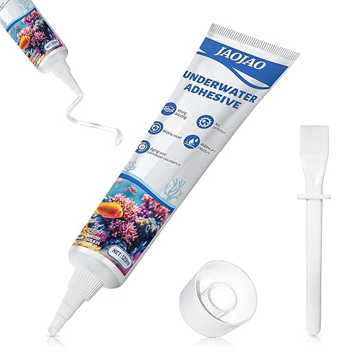 JAOJAO Aquarium Safe Silicone, Aquarium Silicone Clear Underwater Sealant Marine Waterproof Strong Adhesion Good Flexibility Underwater Bonding for Fish Tank, Pools Transparent, 120ml