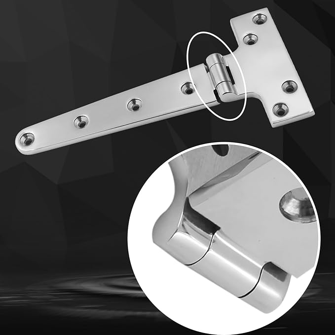 316 Stainless Steel T Hinges Marine Grade 8'' x 4" Heavy Duty Boat Hatch Hinge (196 mm X 97 mm) 4 Pack Casting Cabinet Hardware Door Hinge with Screws