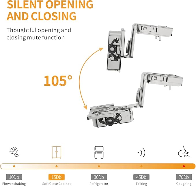 Chibery 2 Pack 1-1/2" Overlay 4D Soft Close Concealed Hinges for Face Frame Door, Nickel, Satin Nickel Finish, Modern Style, Satin Nickel Color, 105 Open Angle, Stainless Steel Cabinet Hinges