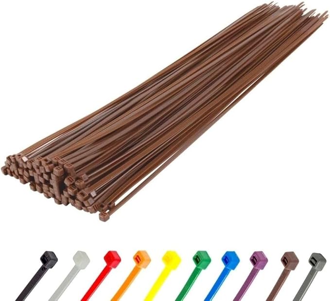 GTSE 14 inch Brown Zip Ties, 8,000 Bulk Contractors Pack, 50lb Strength, UV Resistant Long Nylon Cable Ties, Self-Locking 14" Tie Wraps, Full Carton