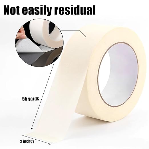 TOTDTDA Masking Tape 2 Inch, 2 Packs White Masking Tape Bulk for General Purpose Use, 2 Inches X 55 Yards X 2 Rolls, 110 Total Yards